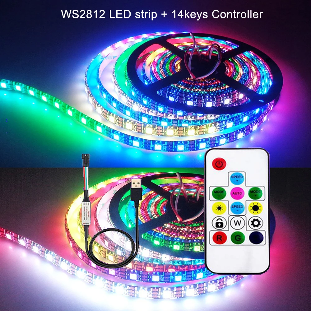 WS2812B Led Strip WS2812 Rgb Individueel Adresseerbare Smart Led Verlichting Strip Kit IP30 0.3W/Led DC5V