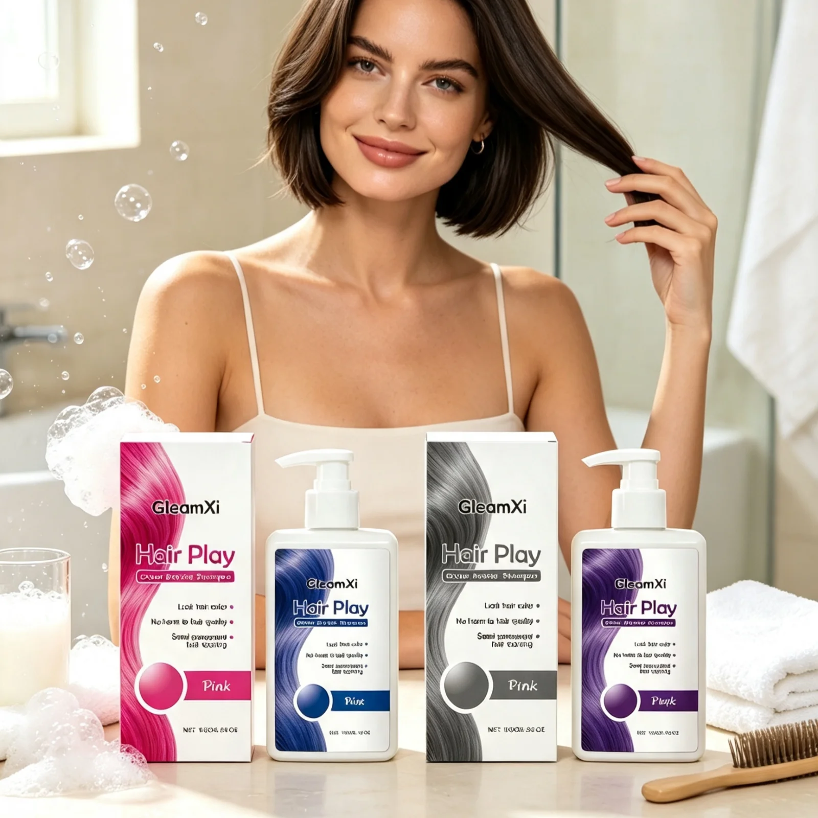 GleamXi Hair Dye Shampoo Deep Moisturizing Gray Coverage Prevents Dryness Natural Gentle Nourishing Hair Coloring Shampoo 100g