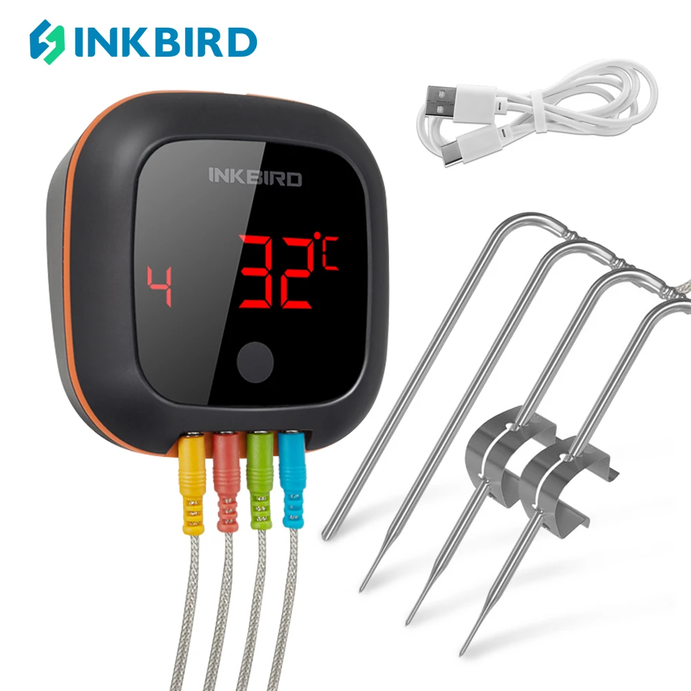 INKBIRD IBT-4XS Wireless Meat Food Thermometer Kitchen Cooking Tool With 4 Probes Grill BBQ Steak Bluetooth Temperature Meter