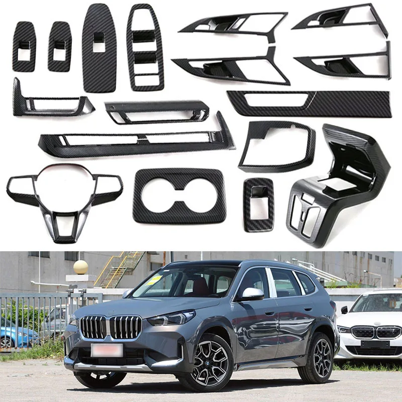 

For BMW X1 2023-2024,Water cup frame, inner handrail, inner handle, steering wheel, sequined interior decoration, tailgate swit