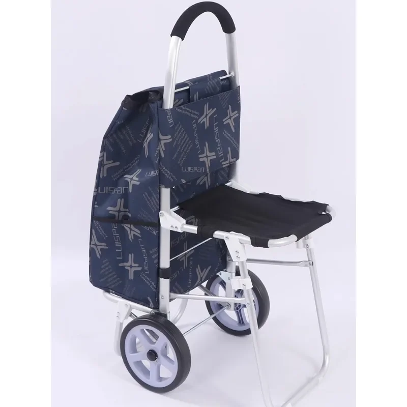 Shopping trolley Home folding portable elderly with chair Shopping trolley cart can be pushed and sat on shopping cart