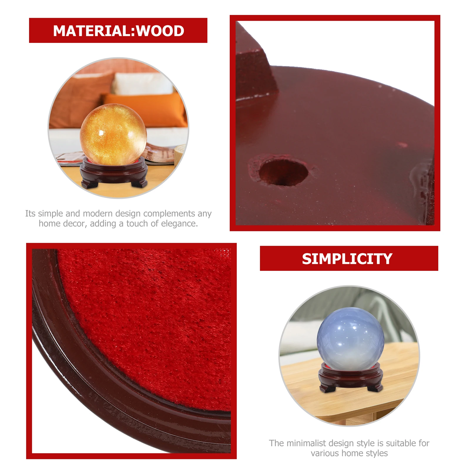 

1pc Crystal Ball Stand Wooden Base For Display Stones Spheres Desktop Decor Crystal Holder Craft Pedestal Wood Stand