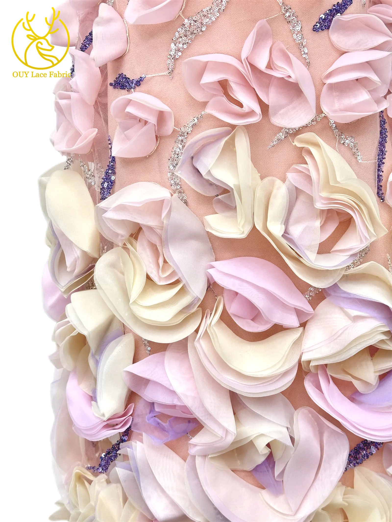 3D Große Blumen Hochzeitskleid Tüll Spitzenstoff 2026 Modische Afrikanische Nigerianische Perlen-Pailletten-Spitze für Hochzeitskleider zum Nähen – Detail 13