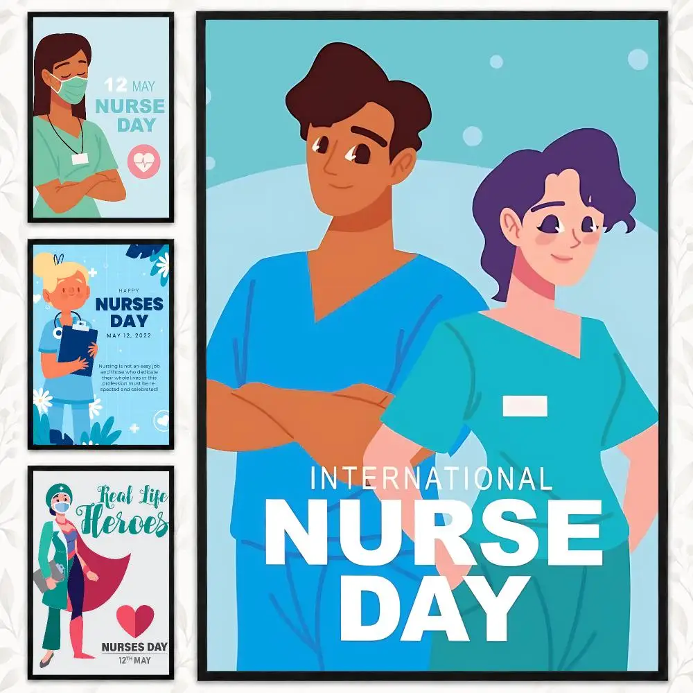 International Nurses Day Nurse Appreciation Retro Art Poster Aesthetic Art Print for Bedroom & Living Room Decor, Unframed