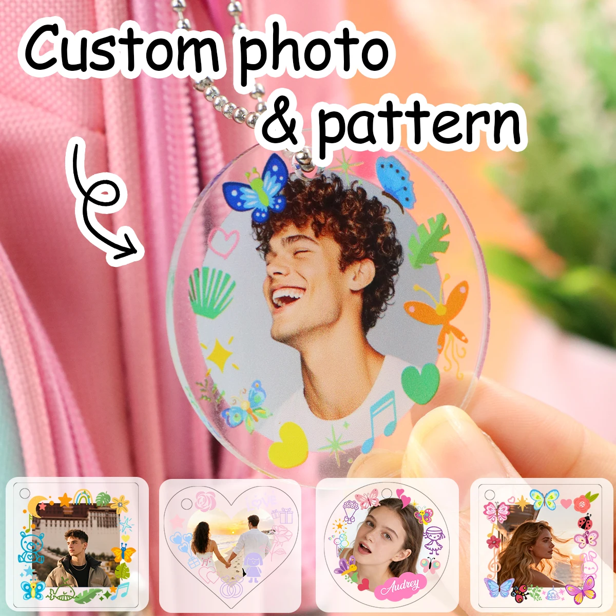Custom Photo Hanging Charm, Bag Charm, Picture Keychain, Personalized Bag Accessory With Picture,