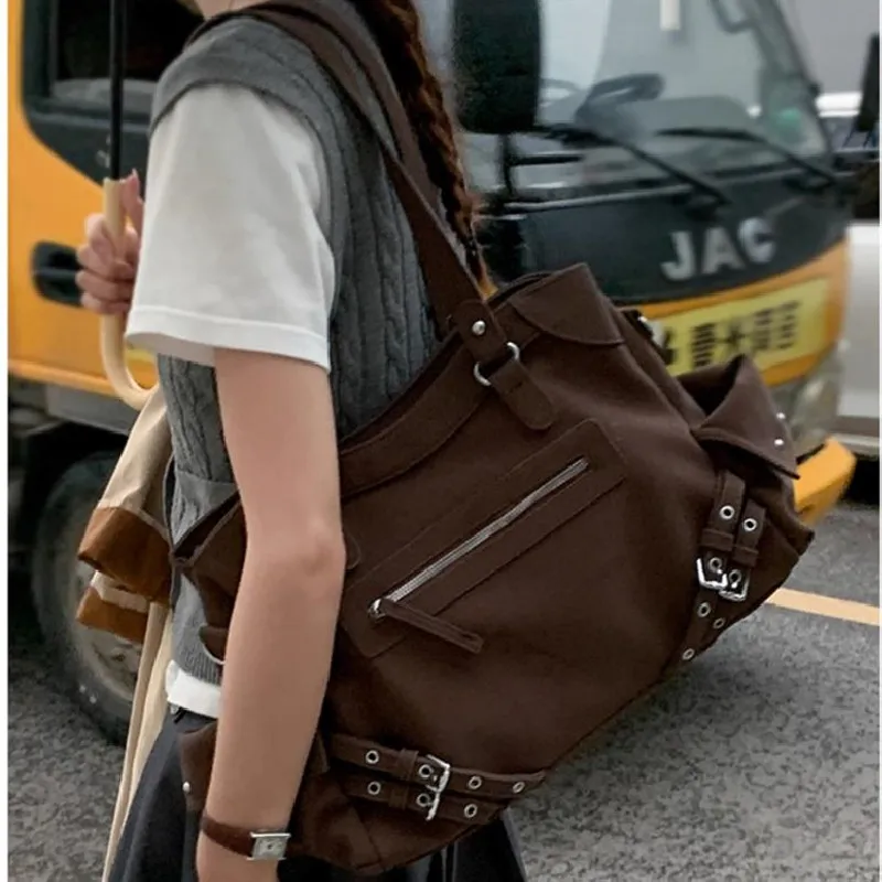 

Vintage Y2k Shoulder Bags Large Capacity Casual Tote Bags For Women Luxury Leather Shoulder Crossbody Bags Versatile Handbags