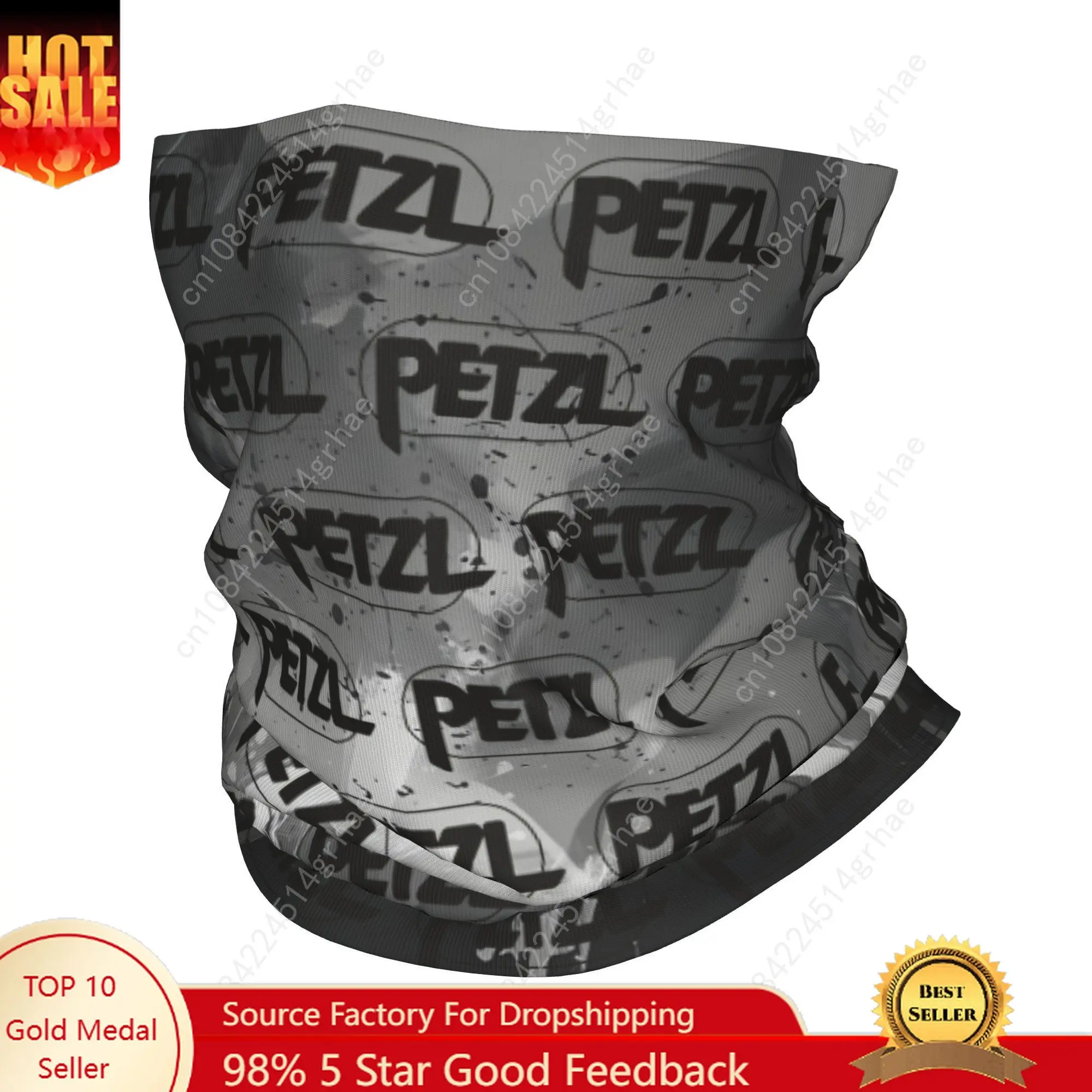 

Custom Black P-Petzls Sport Bandana Neck Gaiter for Hiking Hunting Women Men Fashion Pattern Wrap Scarf Balaclava Warmer