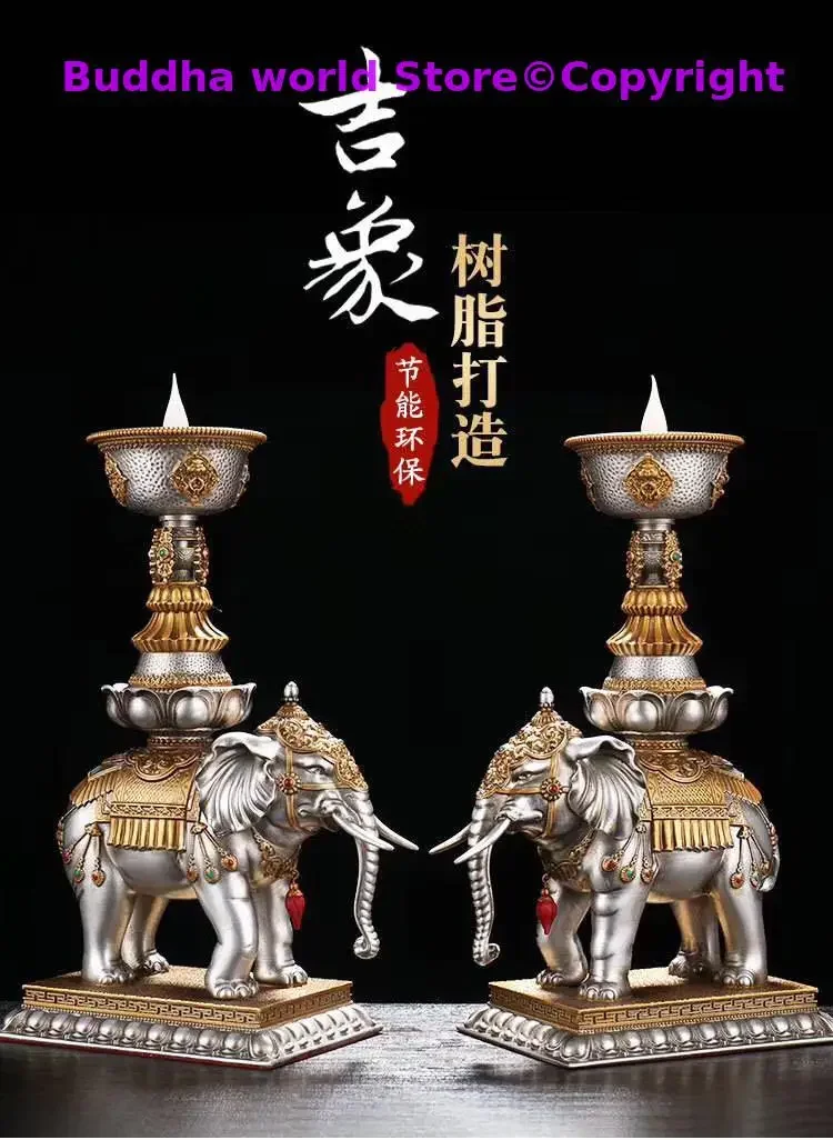 زوج 2 قطعة حماية المنزل مزار المذبح البوذية محظوظ الميمون الله الفيل العبادة ضوء العرض توصيل في تمثال