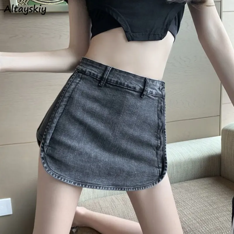 

Denim Shorts Skirts Women Hotsweet Summer Slim Distressed Design High Waist Solid Harajuku European Style Chic Retro Personality