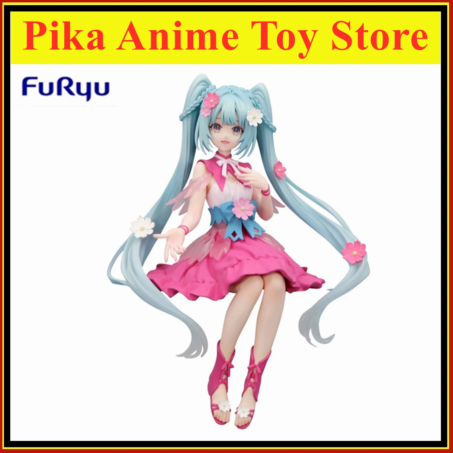 Original FuRyu Anime Hatsune Miku Flower Fairy Noodle Stopper Action Figure PVC Model Collection Kwaii Doll Birthday Gift