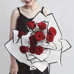 10Pcs Waterproof Black And White Noble Gift Flower Wrapping Paper