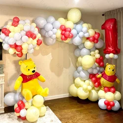 115 szt. Disney kubuś puchatek motyw puchatka 32-calowy pakiet balony foliowe w kształcie cyfr materiały urodzinowe dzieci balony lateksowe Baby Shower