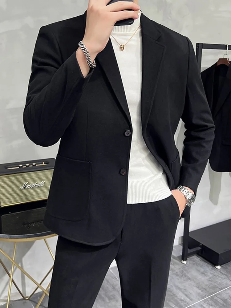 1-A141   Jacket Men's Spring and Autumn 2024 New High-end Sense Business Dress Casual Thickened Suit Top