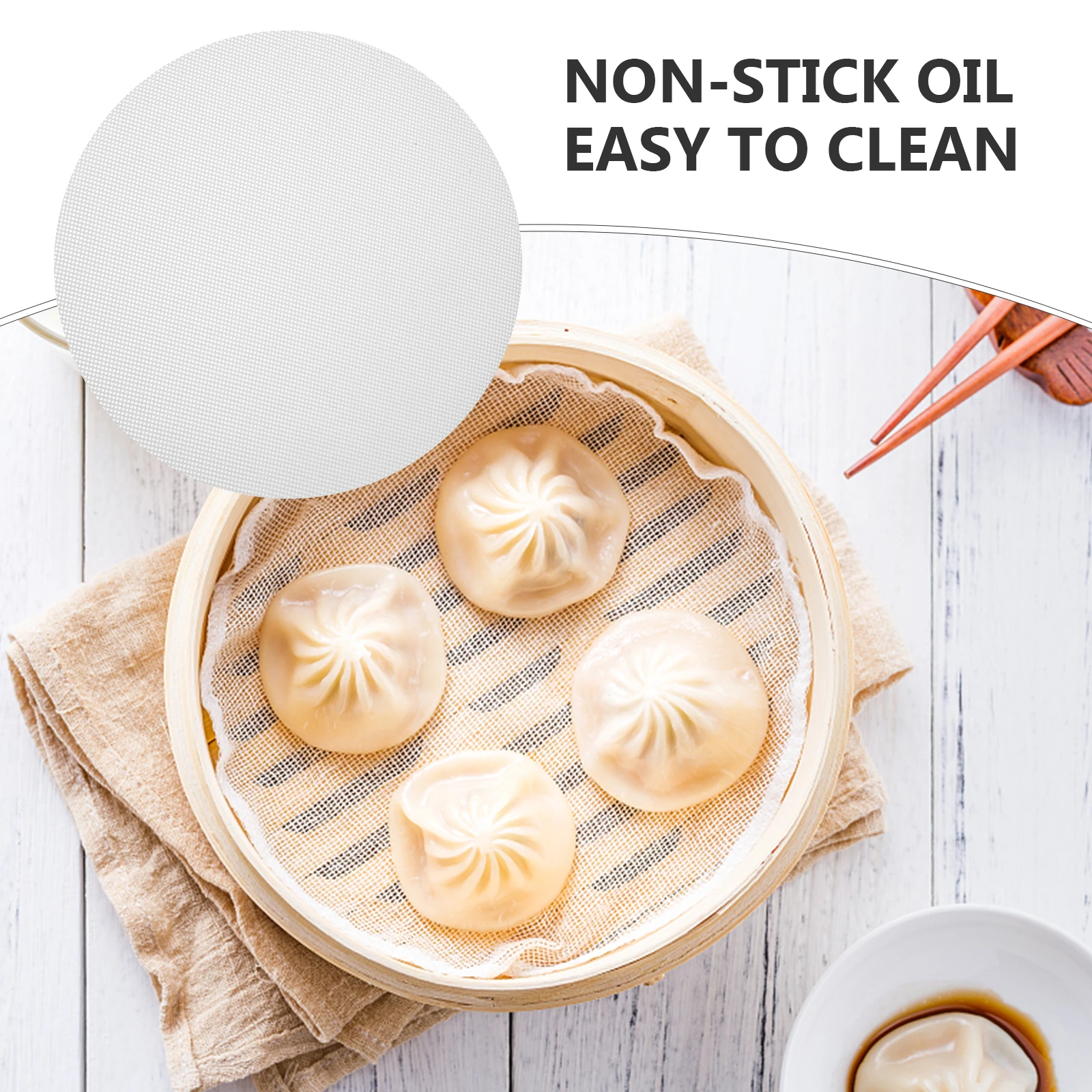 

6 pcs Silicone Steamer Pad Non Stick Mesh Liner Reusable Round Dumplings Mat High Temp Resist Cookware Set