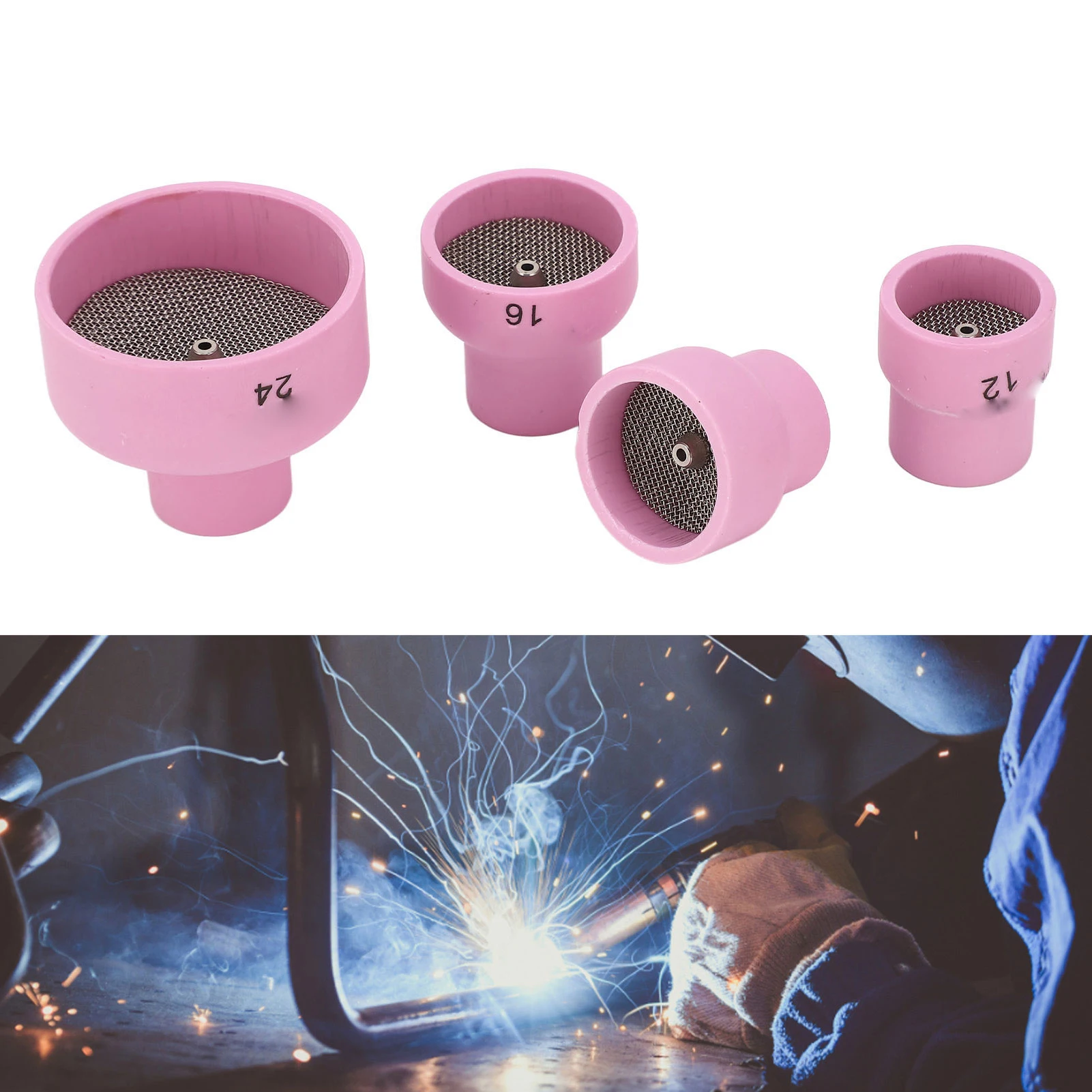 

1.6mm Welder Cups with Stainless Steel Filter Screen Welding Torch Ceramic Cup for WP9 20 25 17 18 26 Ceramic Welding Cup