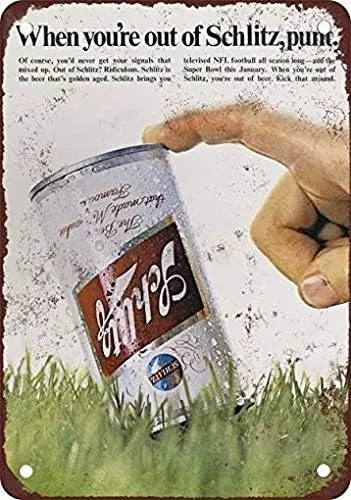 Y1,1969 Schlitz Beer and Football Vintage Metal Signs -aluminum sign