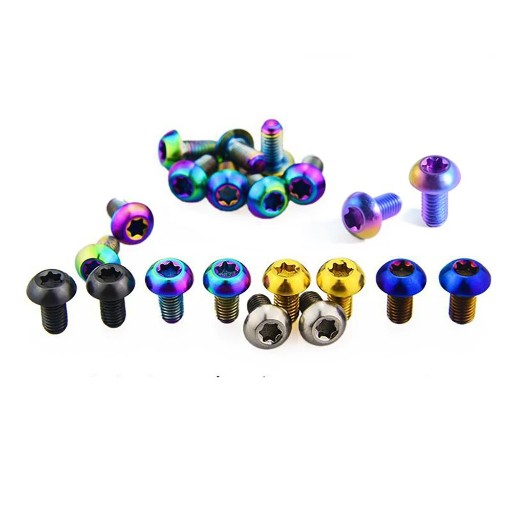 1/12pcs M5*10mm Disc Brake Fixing Screws TC4 Titanium Alloy CNC Bicycle Rotor Fastening Bolts T25 Torx Head MTB Accessories