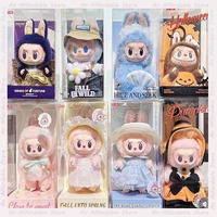 In Stock High Quality Labubu Skullpanda Mokoko Zimomo Halloween Labubu Keychain Doll Christmas Gift Keyring Kids Toys Replica