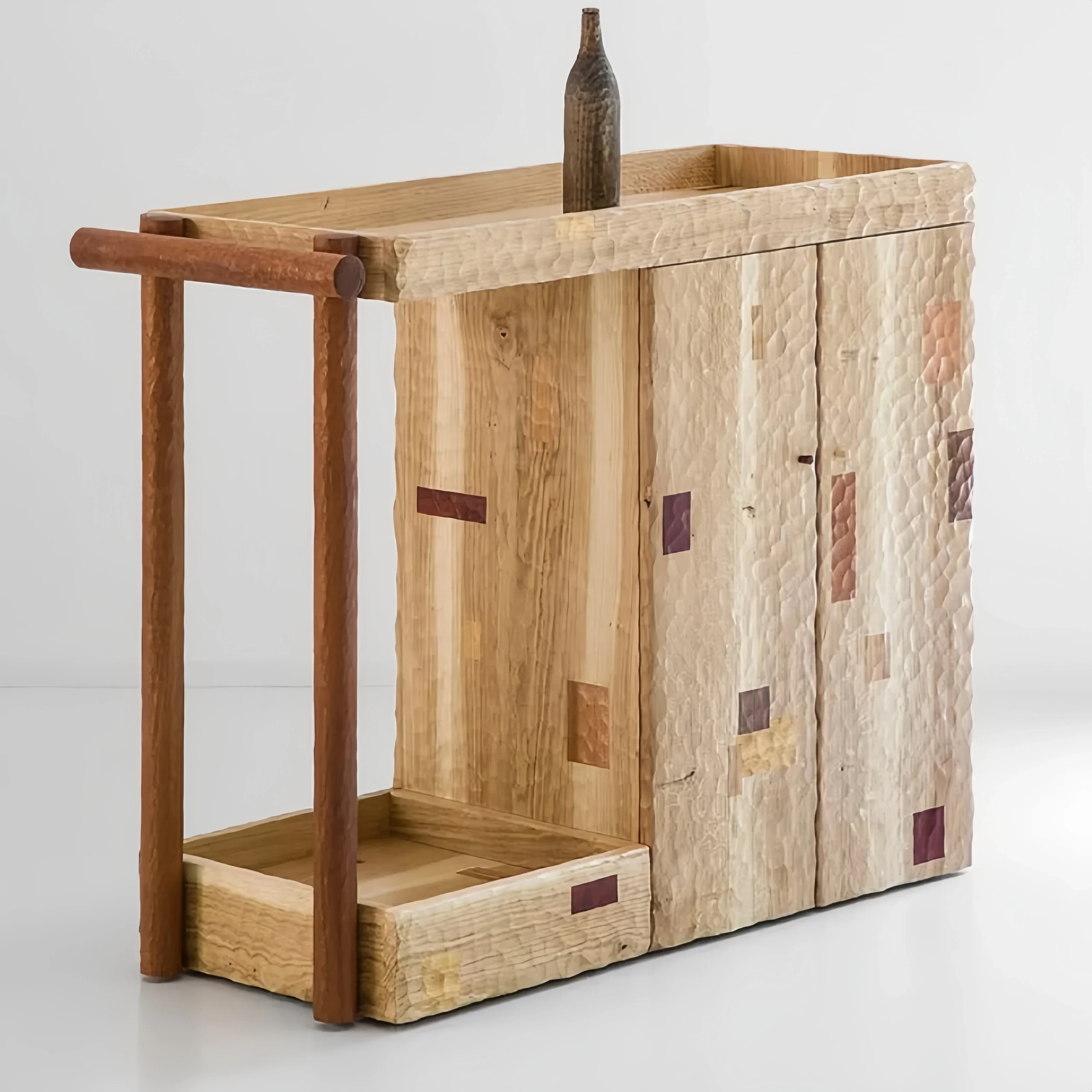Wood Hammer Texture Wine Cabinet Light Luxury Porch Cabinet Household Storage Storage Cabinet