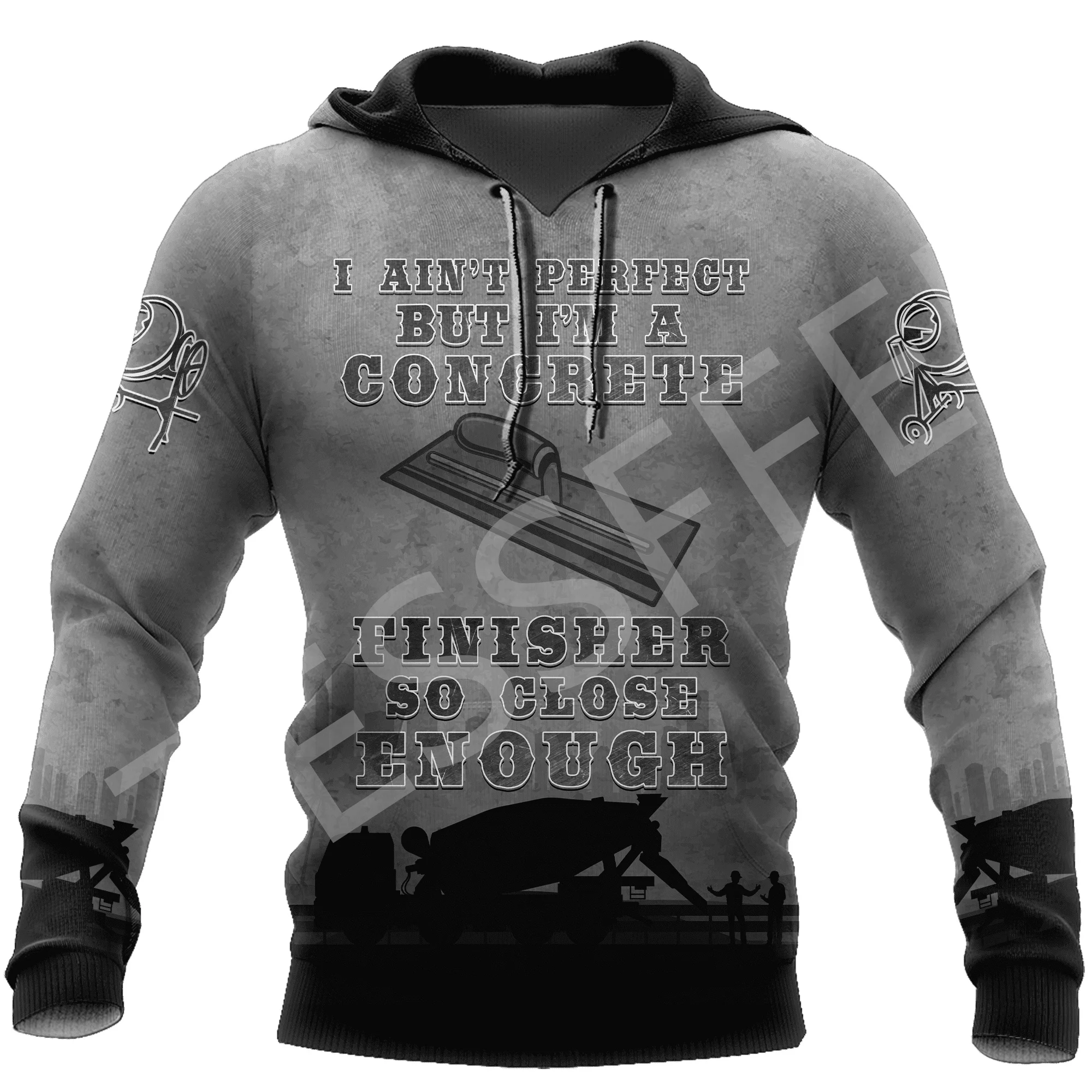 Newest Custom Name Cosplay Concrete Finisher Cutter Trucker Worker Tattoo Retro 3DPrint Harajuku Casual Funny Jacket Hoodies X33