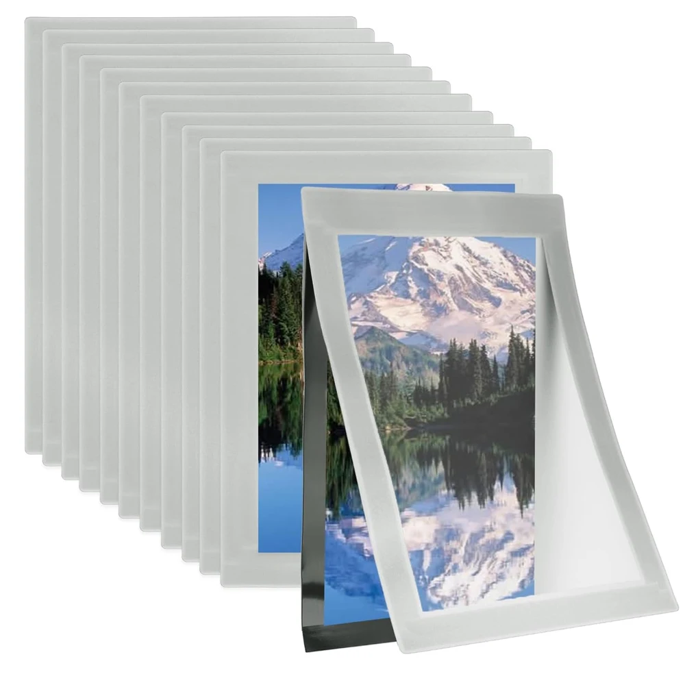1/2/5pcs Rectangular Magnetic Photo Frame 25x35cm Silver Self Adhesive No Punch Display Frame Reusable Wall Poster Frame