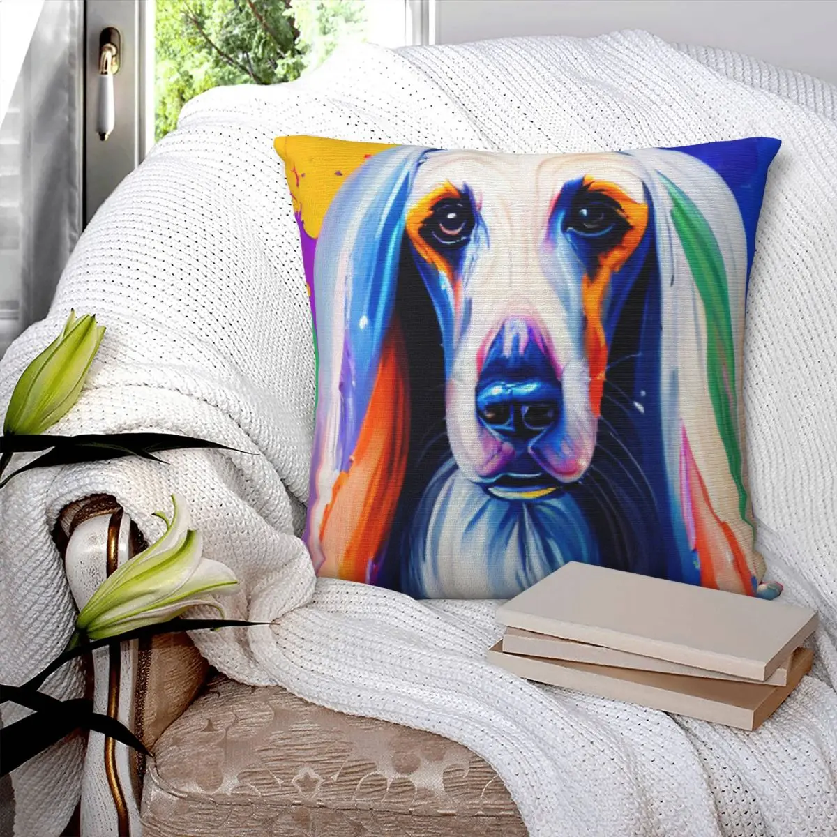 Beautiful Afghan Hound Square Pillowcase Polyester Pillow Cover Velvet Cushion Zip Decorative Comfort Throw Pillow For Home Sofa