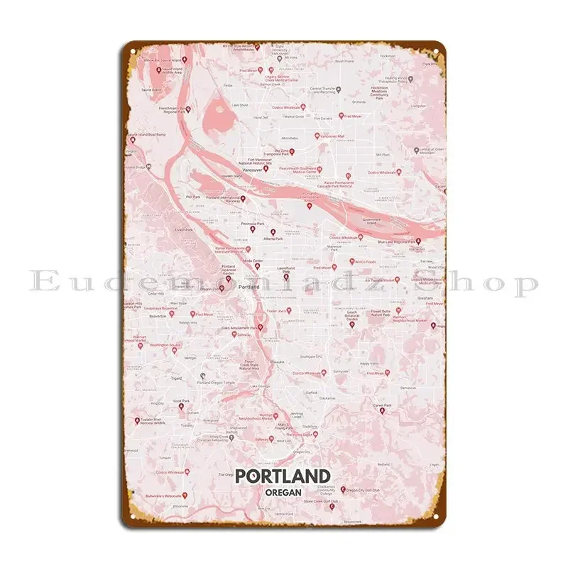 Poster Portland Metal Plaque Poster Wall Decor Wall Mural Funny Designing Rusty Tin Sign Poster