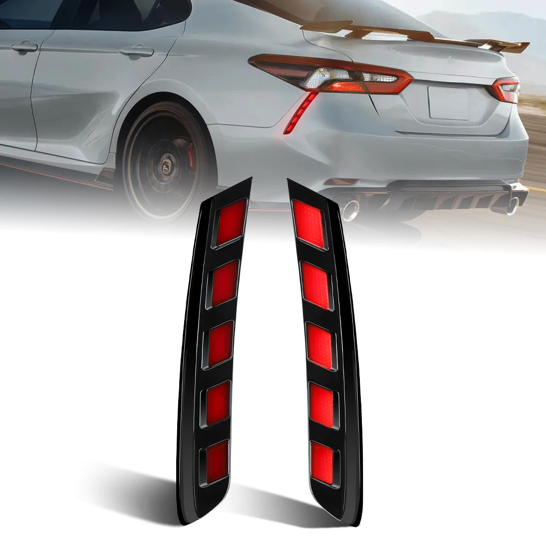 For Toyota Camry 2018-2023 LED Rear Bumper Light Daytime Running Light Brake Light Dynamic Turn Signal Sart up Animation 12V