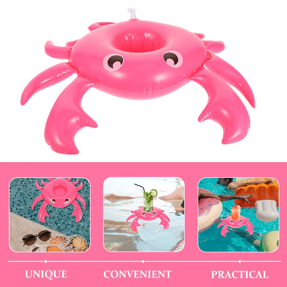 

2pcs Inflatable Crab Shaped Floating Drink Holders Pool Drink Float PVC Cup Pads Stable Fun Design Water Activities Beach