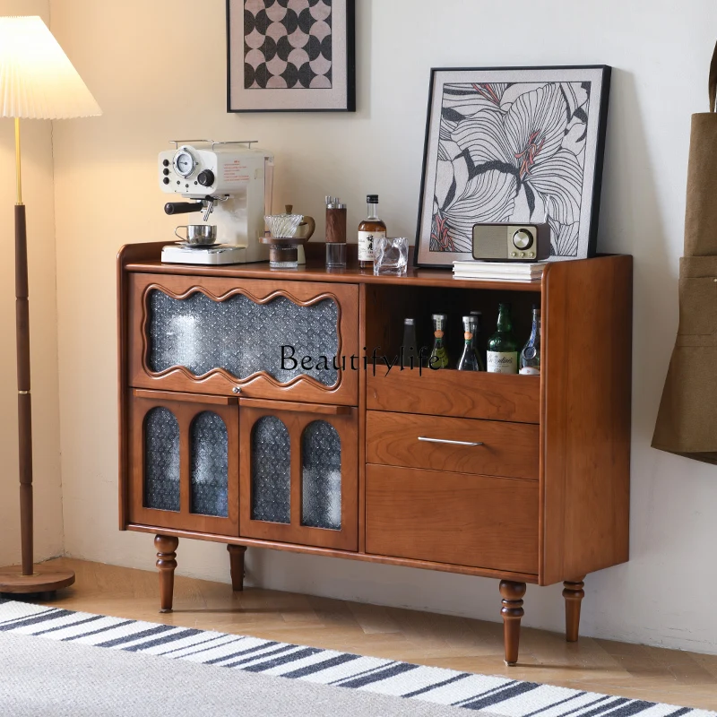 

Medieval dining side cabinet solid wood French living room storage cabinet retro style