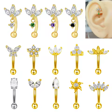 Rook piercing Butterfly Ear Cartilage Eyebrow Tragus Helix Piercing Stud Curved barbell Wholesale Body Jewelry