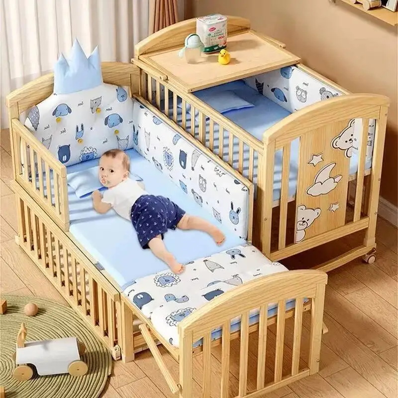 

12 Be Modern Beds Can Solid Extended To Wood Children's Years Old Bed Multi-functional Removable Children's Spliced Large Bed i