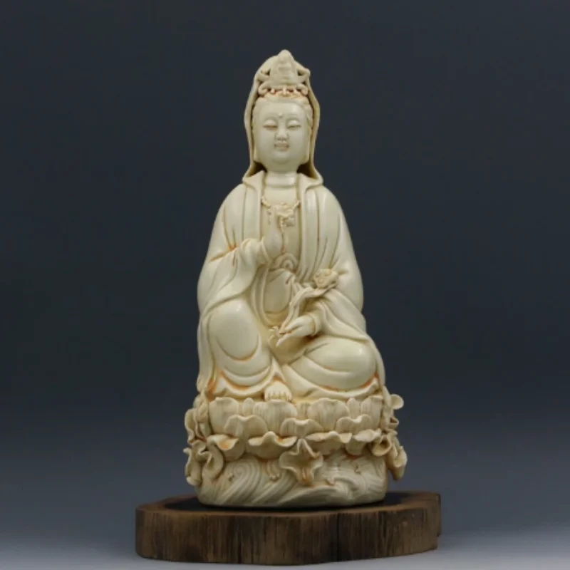 

Antique porcelain Ruyi Guanyin Bodhisattva sitting on lotus Buddha statue retro decoration folk art collection crafts