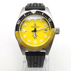 PARNSRPE Luxury Men's Watch 40mm Sapphire Glass Yellow Themed Automatic Mechanical Watch Japan NH35A with Luminous Aseptic Dial