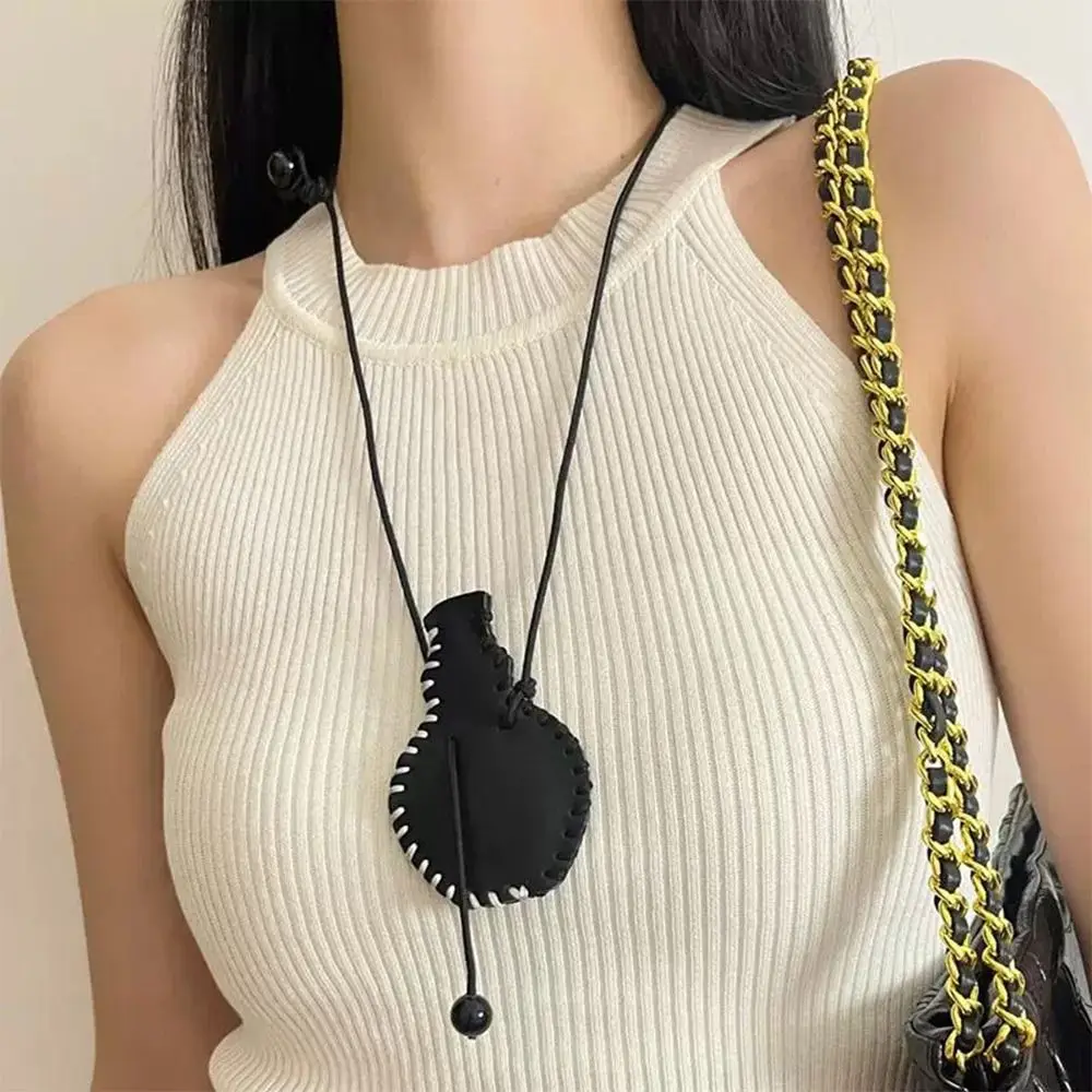 Wax Rope Sketch Vase Necklace Adjustable Chain with Long Strap Long Chain Necklace Jewelry Accessories Sweater Chain Necklace