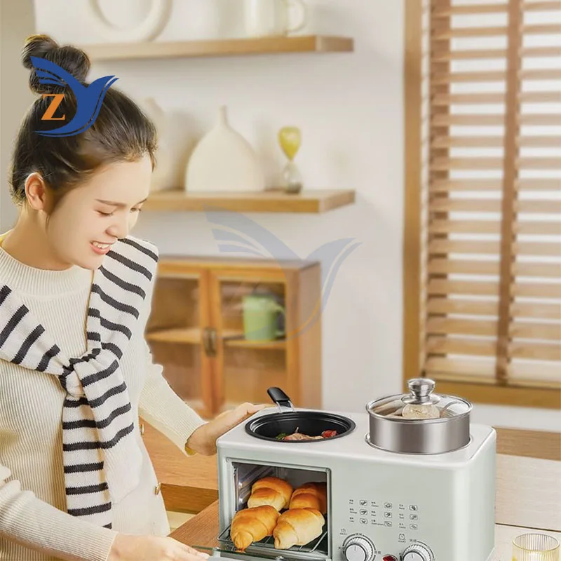 Breakfast Machine Multi-functional Home 4-in-1 Cooking Baking Deep Frying Intelligent Double Stove Fried Egg Sandwich Small Boil