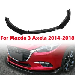 3Pcs Glossy Black Front Bumper Lip Body Kit Spoiler For Mazda 3 Axela 2014-2018