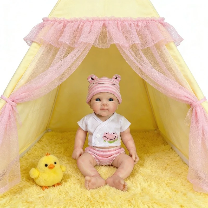 

30cm Blue Eyes Baby Girl Doll Bettie Waterproof Solid Silicone Body Soft Touch Toy