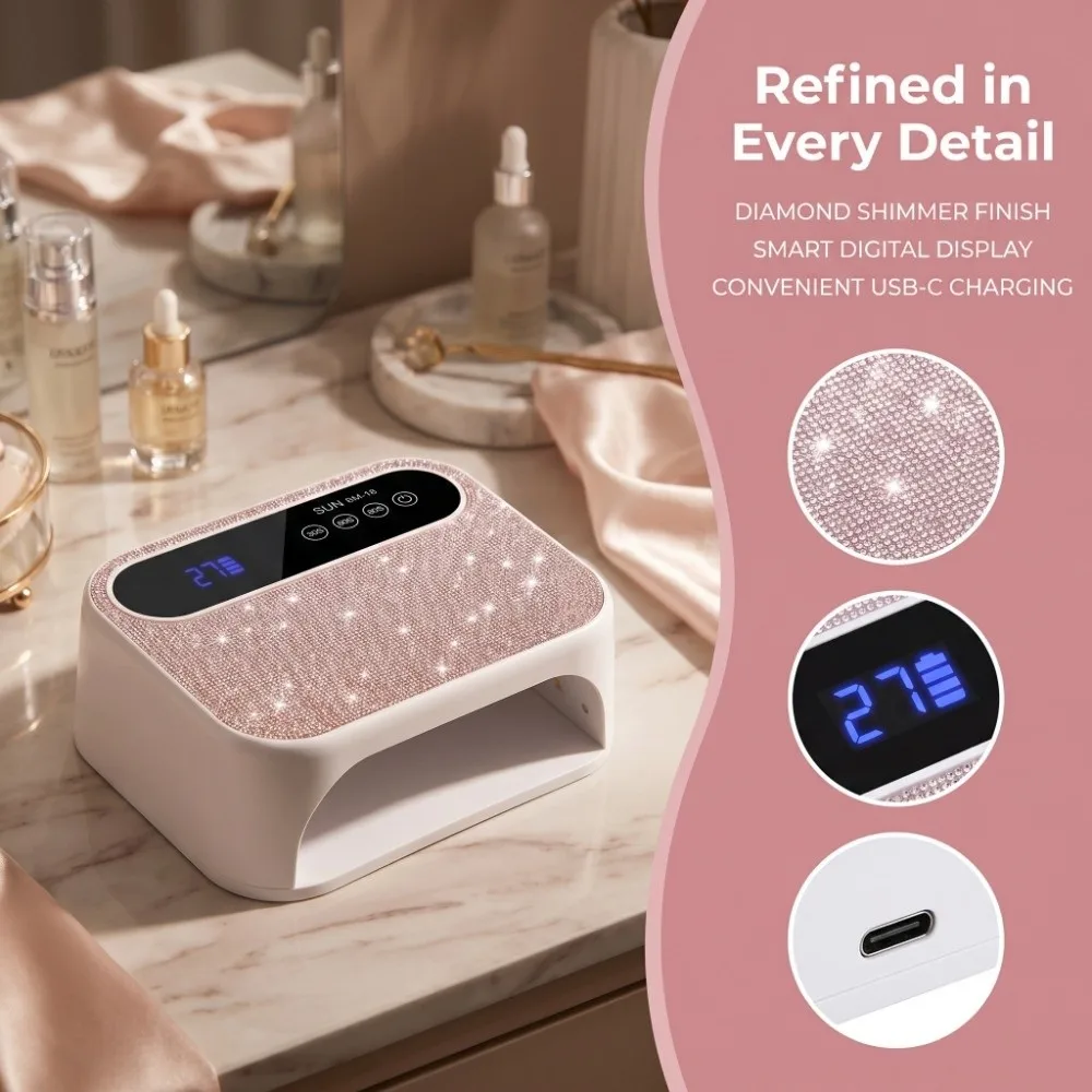 Portable Cordless UV Nail Lamp 42 LEDS 30/60/90s Timer UV LED Nail Light 168W Power Rechargeable UV Light Nail Art Dryer