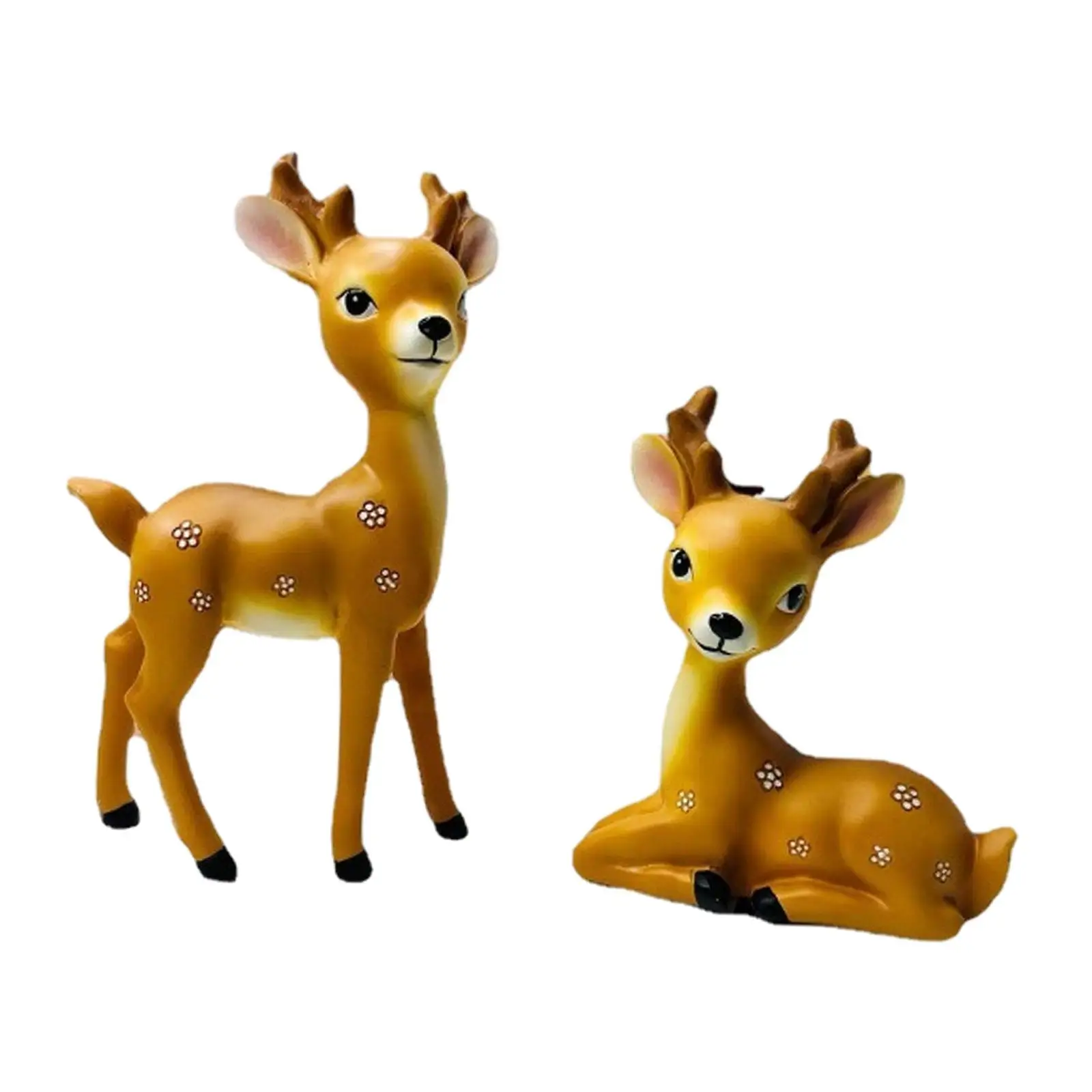 2Pcs Elk Figurines Mini Miniature Figurine for Bookshelf Office Home Decor