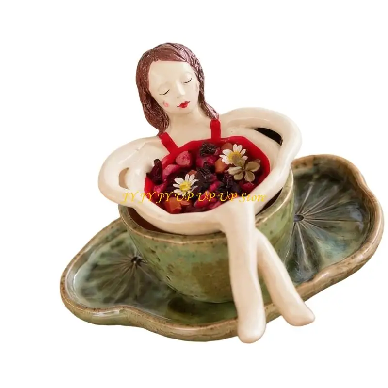Seated Woman Figure Tea Strainer with Extended Limbs for Cup Placement