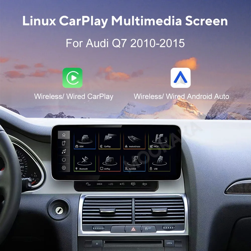 LHD RHD 12.3 Inch Linux Screen Mirror Link For Audi Q7 2010-2015 Upgrade Wireless CarPlay Auto Car Radio IPS Head Unit