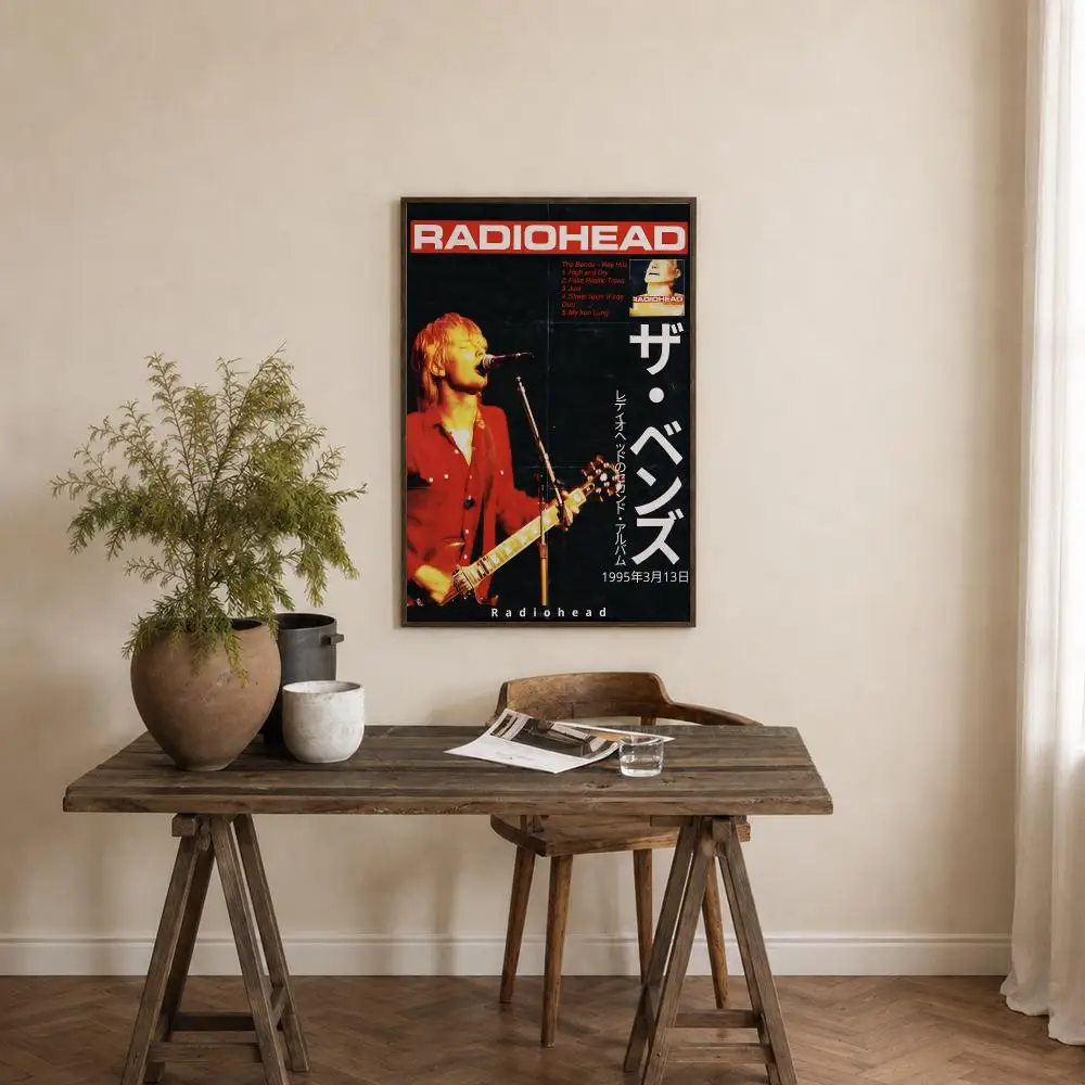 Band Radiohead Poster Self‑Adhesive Waterproof PP Poster Coffee House Bar Wall Art Sticker Room Home Decor