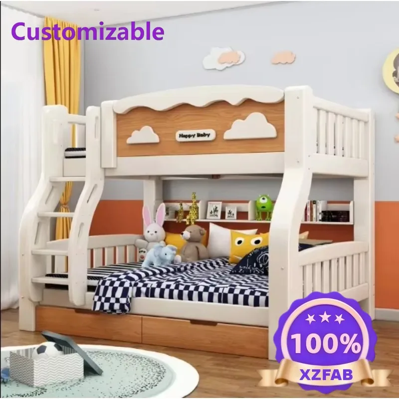 Factory Direct 2026 Solid Wood Thick Bunk Bed Children's Mother and Child Bed Home Multifunctional High and Low Bed
