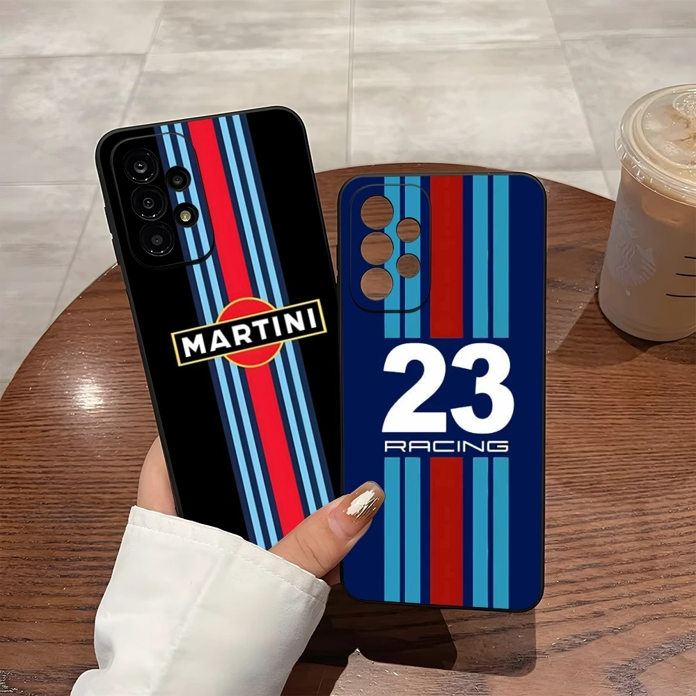 Martini Racing Horizontal Stripe Phone Case For Samsung S25 S24 Ultra S23 Fe S22 S20 S21 Plus A13 A14 A54 A34 A24 A53 A14 Cover