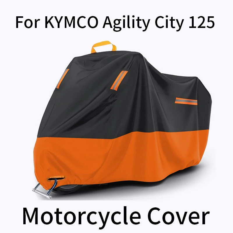 

Для KYMCO Agility City 125 водонепроницаемый УФ-пылезащитный чехол для мотоцикла со светоотражающими полосками, отверстиями для замка и сумкой для хранения