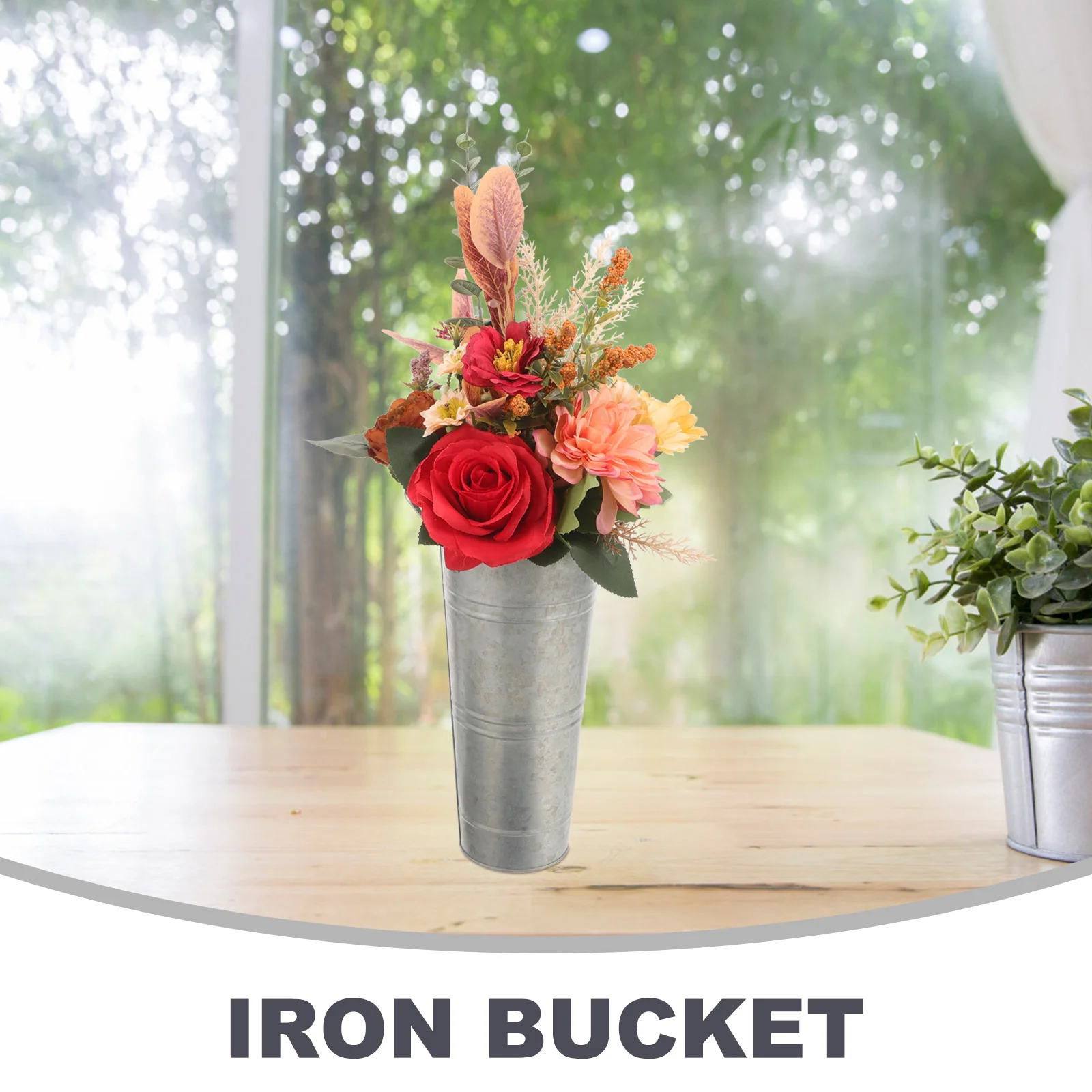 Black Iron Umbrella Bucket Stand Rack Flower Vase for Home French Plant Basket Small Holder