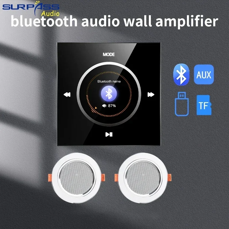 Miniamplificador De pared con Bluetooth para el hogar inteligente, Sistema De música De fondo Profesional, Hifi, montaje estéreo, tipo 86