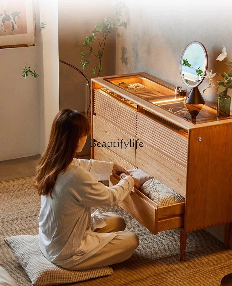 

yj5 Solid wood cherry wood six-chest cabinet jewelry display floor entrance storage storage thin