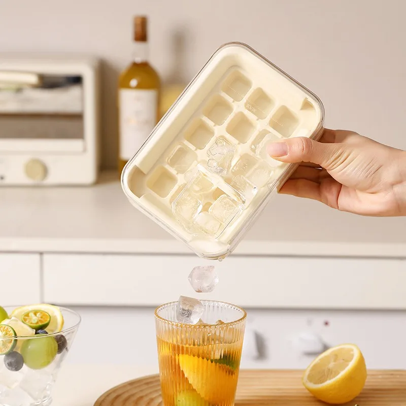 16-Cube Ice Tray, Food Grade, with Cover and Press Mechanism